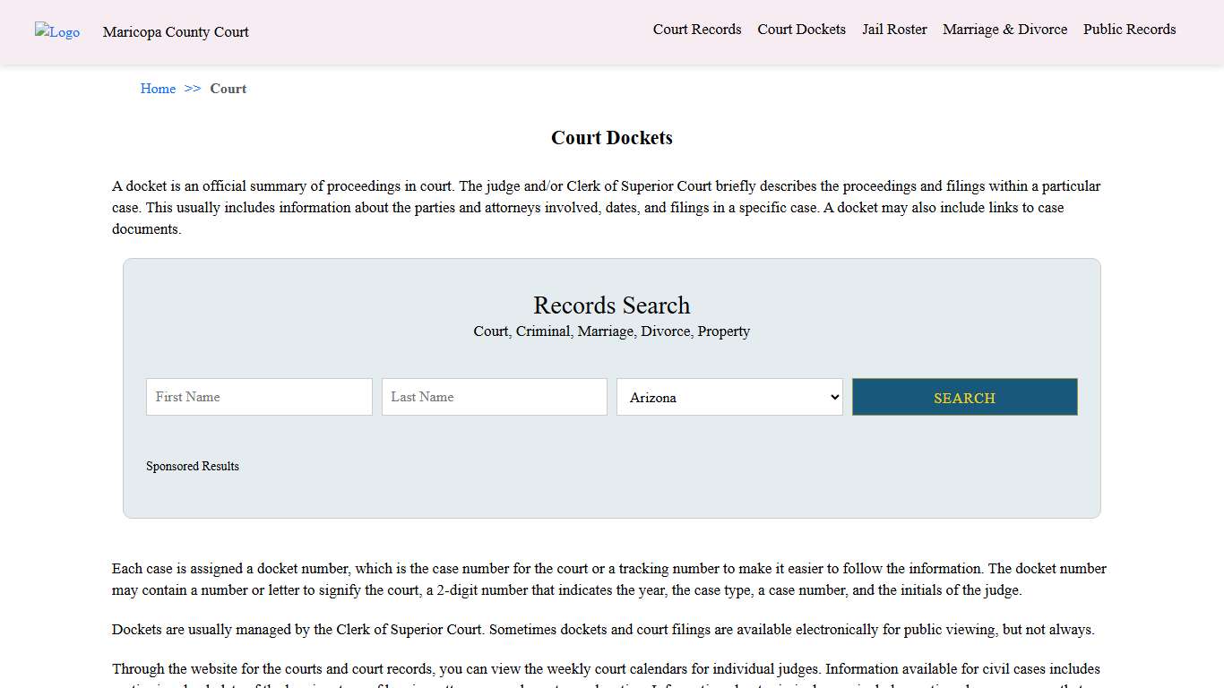 Court Dockets Maricopa County Court
